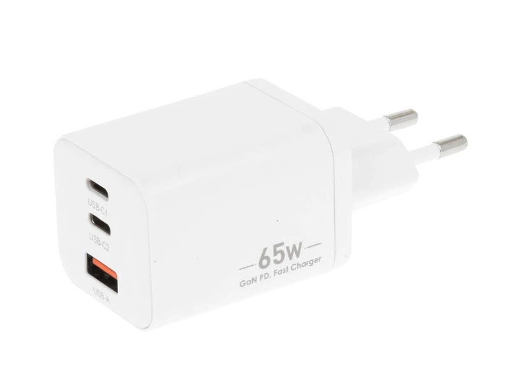 Movano Ładowarka GaN 65W 2x USB-C PD + USB-A (biała)