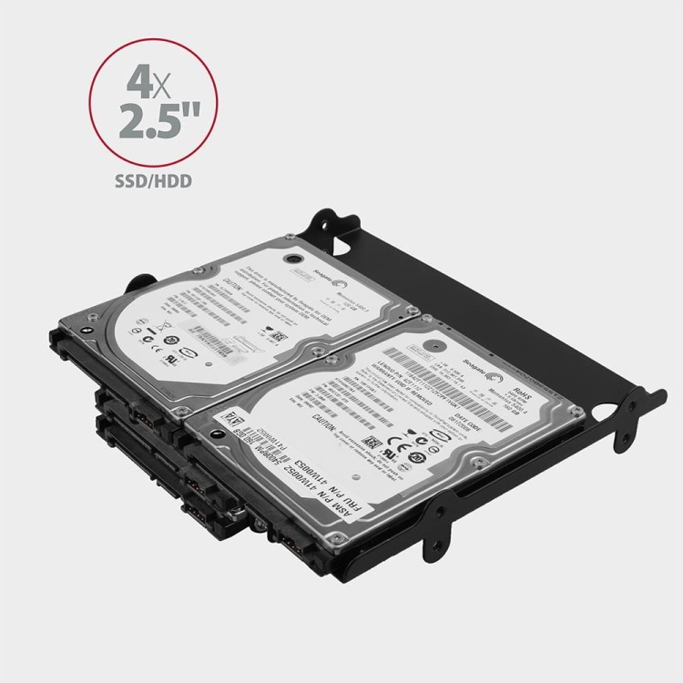 AXAGON RHD-435 Ramka metalowa do montażu 4x 2.5" HDD (2x 2.5" HDD/SSD &amp; 1x 3.5" HDD) w pozycji 5.25" Czarna