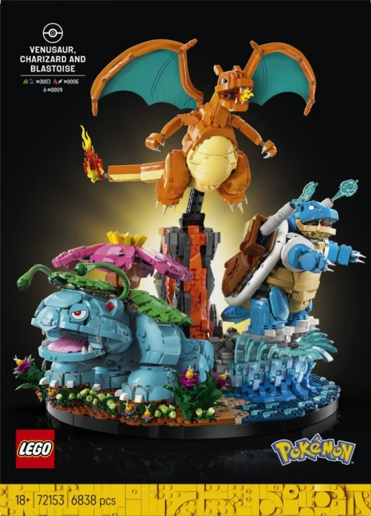 LEGO Klocki Pokemon 72153 Venusaur, Charizard i Blastoise