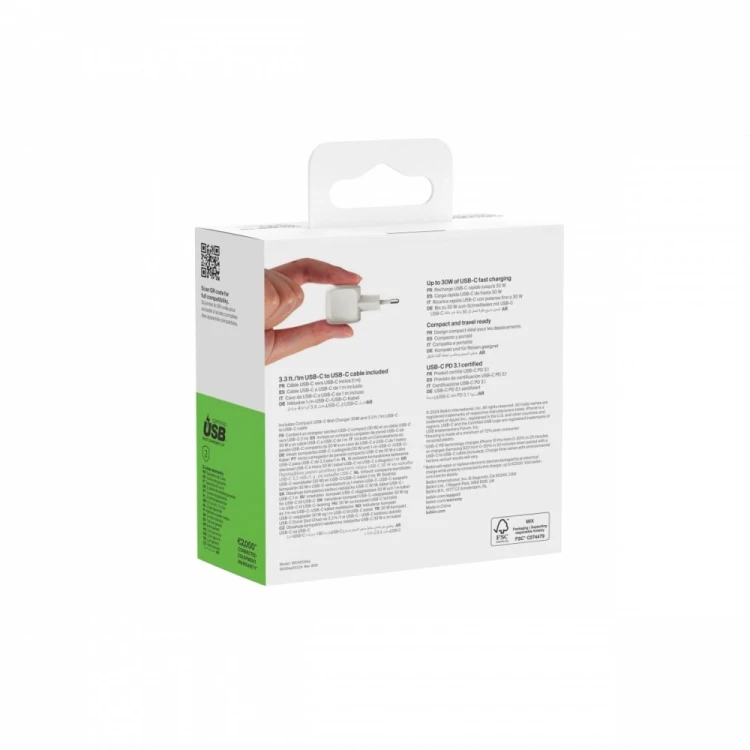 Belkin Ładowarka 30W PD PPS USB-C biała + kabel USB-C