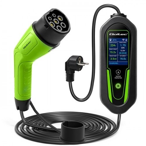 Qoltec Ładowarka do EV i hybryd Typ2 | 3.5kW | 230V | SCHUKO 16A | Wi-Fi