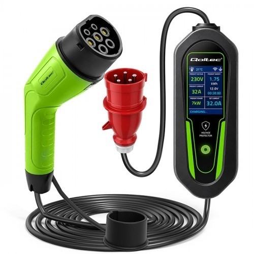 Qoltec Ładowarka do EV i hybryd Typ2 | 7kW | 230V | CEE 32A | Wi-Fi