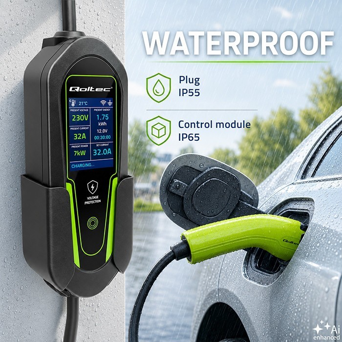 Qoltec Ładowarka do EV i hybryd Typ2 | 7kW | 230V | CEE 32A | Wi-Fi