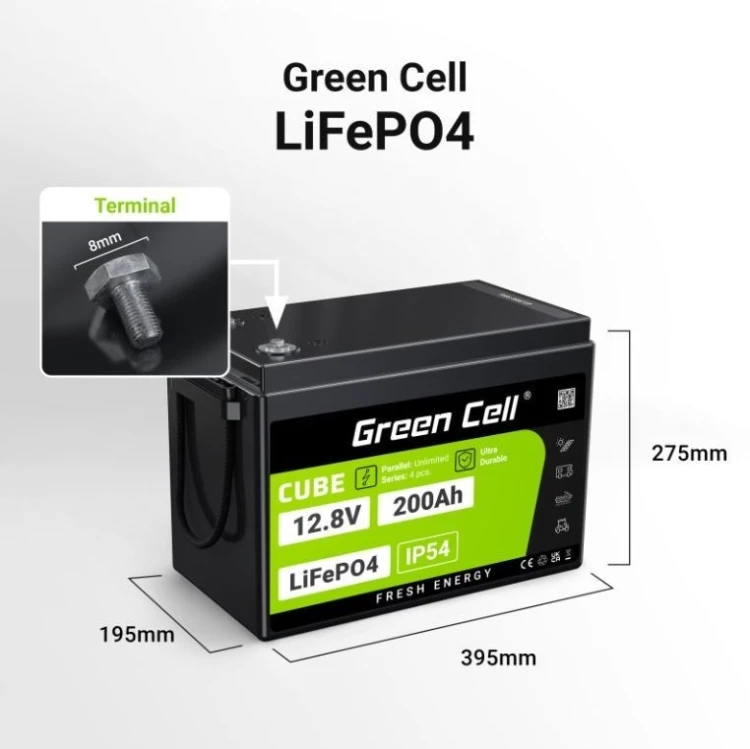 Green Cell Akumulator LiFePO4 200Ah 12V/12.8V 2560Wh