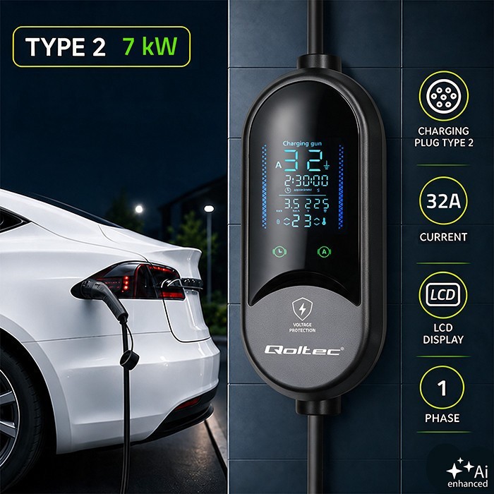 Qoltec Ładowarka do samochodu elektrycznego | 7kW | 230V | CEE 32A
