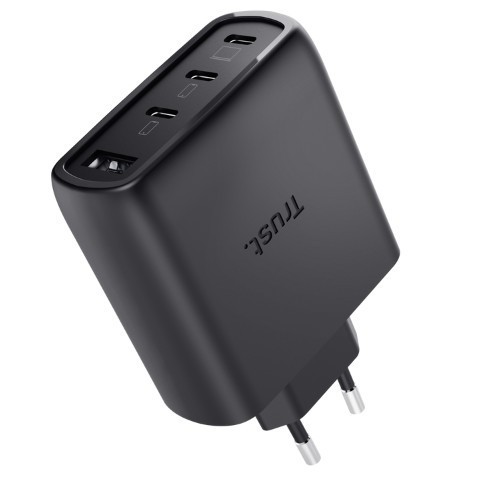 Trust Ładowarka czarna MAXO GaN 65W 3xUSB-C 1xUSB-A