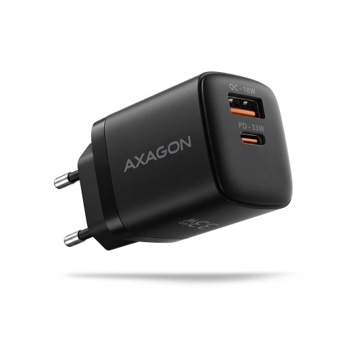 AXAGON ACU-PQ33 Ładowarka sieciowa GaN 33W, 2x port (USB-C + USB-A), PD3.0/PPS/QC4+, czarna