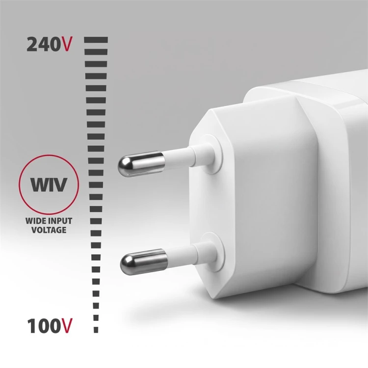 AXAGON ACU-PQ33W Ładowarka sieciowa GaN 33W, 2x port (USB-C + USB-A), PD3.0/PPS/QC4+, biała