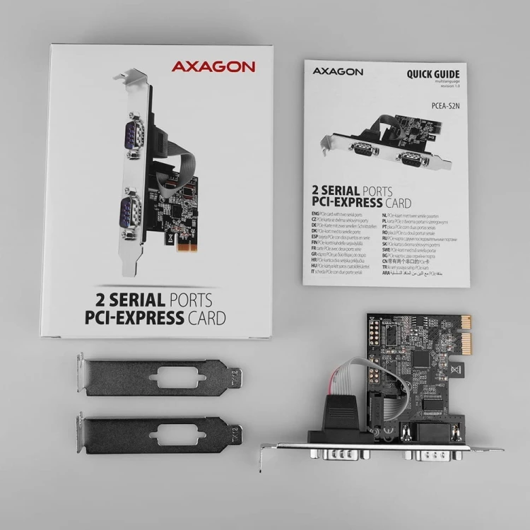 AXAGON PCEA-S2N Kontroler PCIe 2x port szeregowy RS232 250 Kbps, w zestawie SP &amp; LP