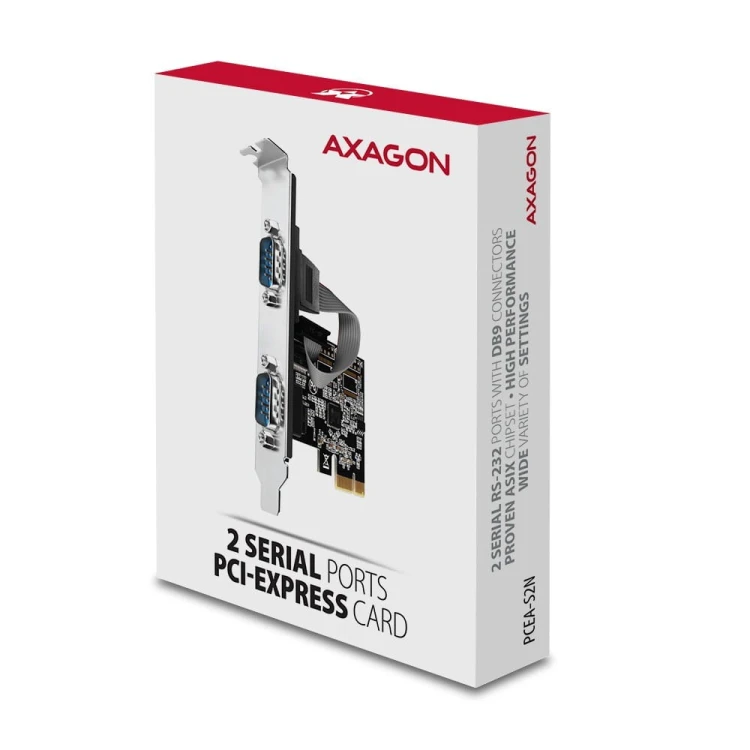AXAGON PCEA-S2N Kontroler PCIe 2x port szeregowy RS232 250 Kbps, w zestawie SP &amp; LP