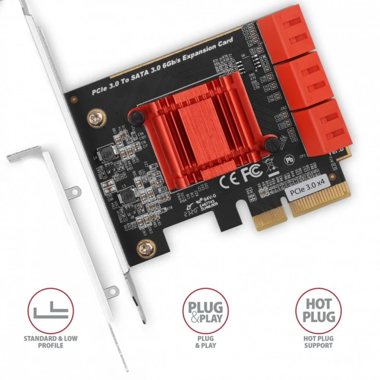 AXAGON PCES-SA6 Kontroler PCIe 6x wewnętrzny port SATA 6G, ASM1166, SP &amp; LP