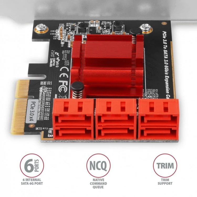AXAGON PCES-SA6 Kontroler PCIe 6x wewnętrzny port SATA 6G, ASM1166, SP &amp; LP