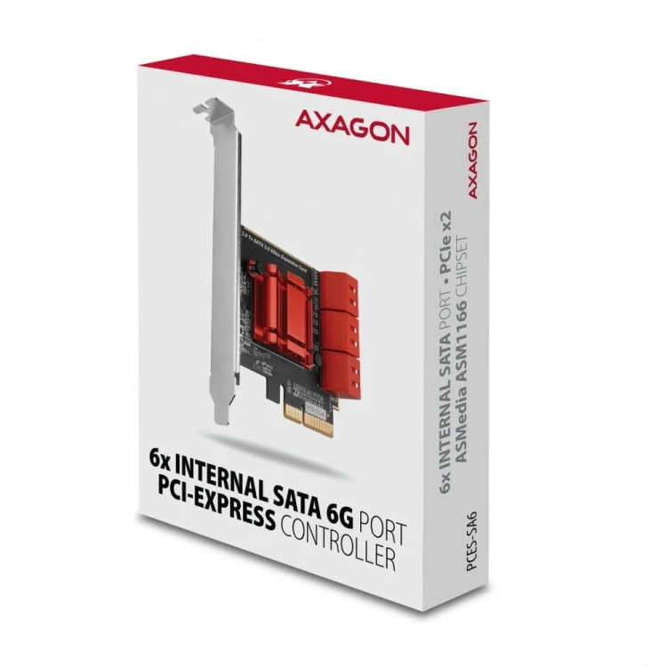 AXAGON PCES-SA6 Kontroler PCIe 6x wewnętrzny port SATA 6G, ASM1166, SP &amp; LP