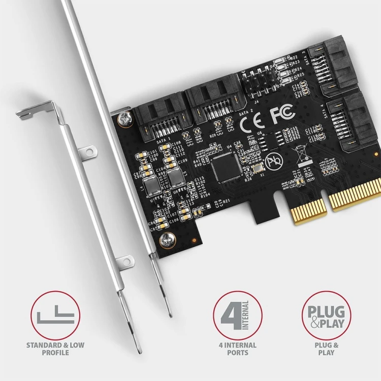AXAGON PCES-SA4X4 Kontroler PCIe 4x wewnętrzny port SATA 6G, ASM1164, SP &amp; LP