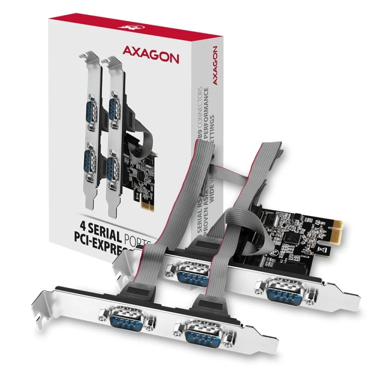 AXAGON PCEA-S4N Kontroler PCIe 4x port szeregowy RS232 250 kbps, w zestawie SP &amp; LP