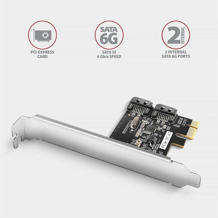 AXAGON PCES-SJ2 Kontroler PCIe 2x wewnętrzny port SATA 6G, chipset JMB582 SP &amp; LP