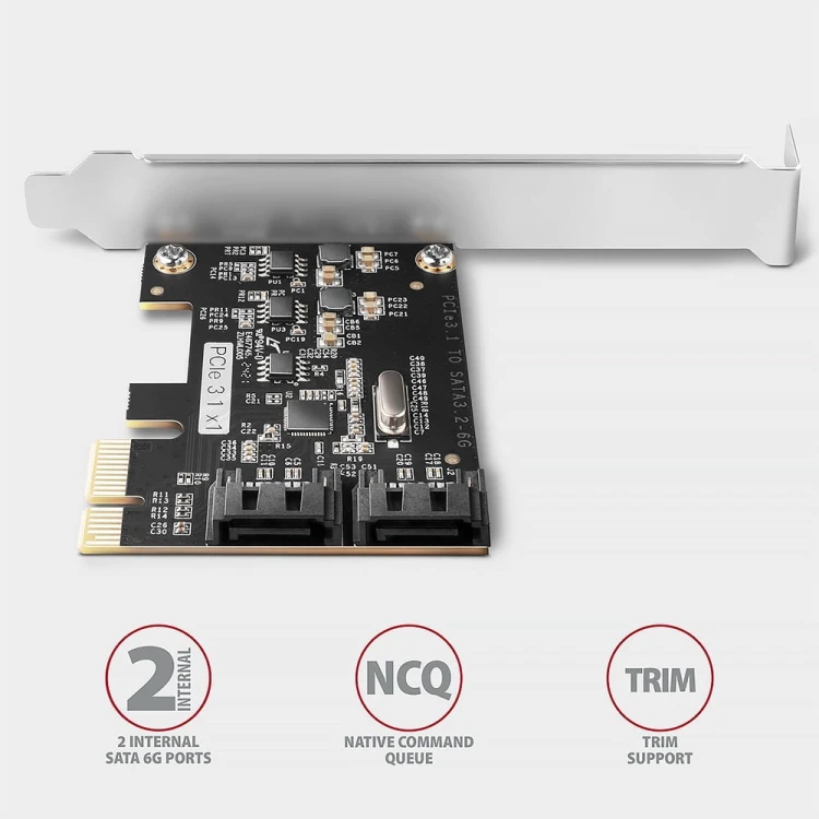 AXAGON PCES-SJ2 Kontroler PCIe 2x wewnętrzny port SATA 6G, chipset JMB582 SP &amp; LP
