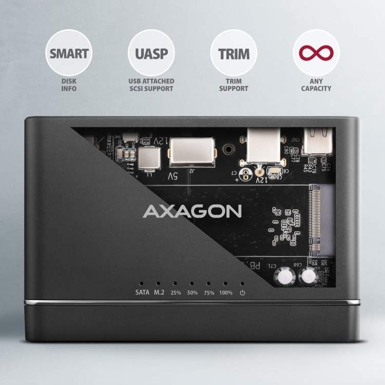 AXAGON ADSA-CC Adapter USB-C 10Gbps NVMe M.2 2.5/3.5 SSD&amp;HDD Clone Master 2