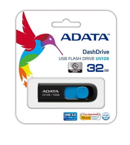 Adata Pendrive  DashDrive UV128 32GB USB 3.2 Gen1 czarno - niebieski