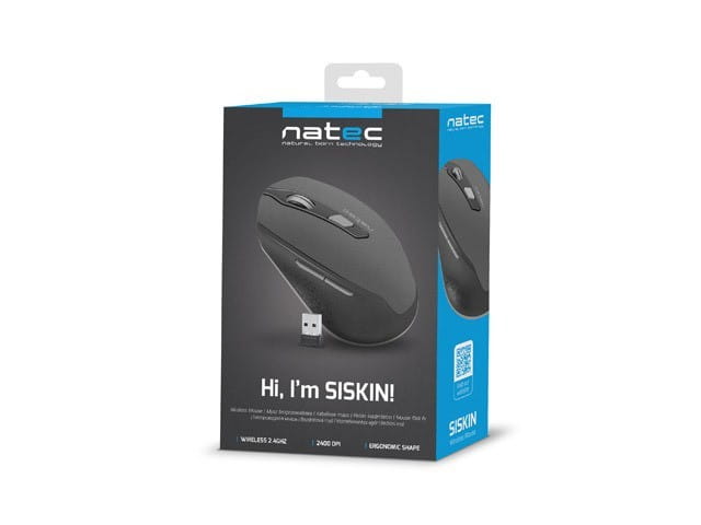 Natec Mysz bezprzewodowa Siskin 2400DPI czarno-szara z cichym klikiem