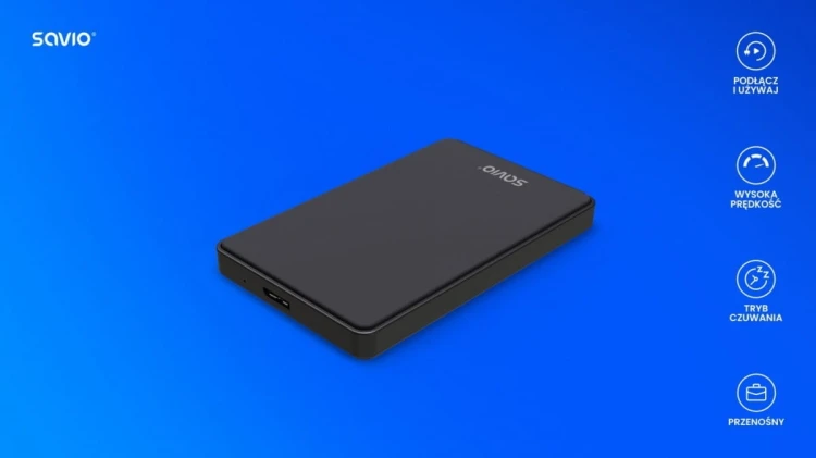 Savio Zewnętrzna obudowa na dysk HDD/SDD 2,5 cala, USB 3.0, AK-65