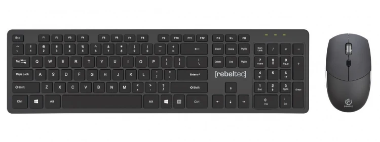 Rebeltec Zestaw bezprzewodowy klawiatura + mysz MAXIM 2,4GHz, zasięg 10m nano odbiornik USB 104 klawisze QWERTY