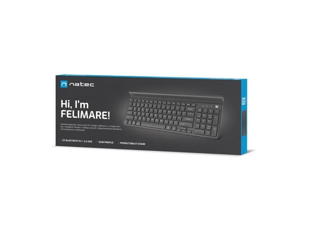 Natec Klawiatura Felimare US bluetooth + 2.4GHz Slim, uchwyt na        telefon/tablet czarna