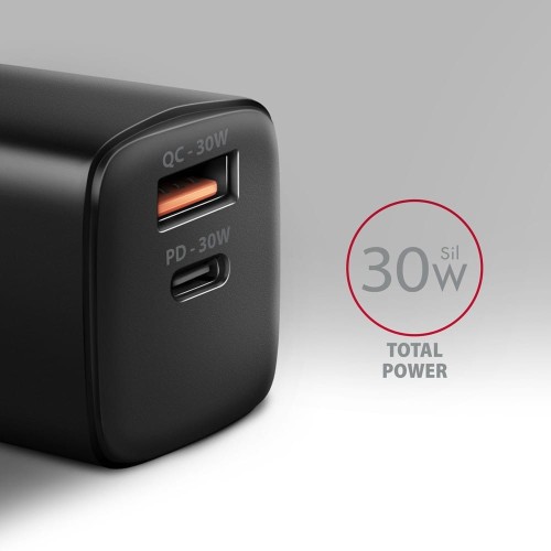AXAGON ACU-PQ30 Ładowarka sieciowa, PD &amp; QC 30W, QC3.0,4.0/AFC/FCP/PPS/Apple, Czarna