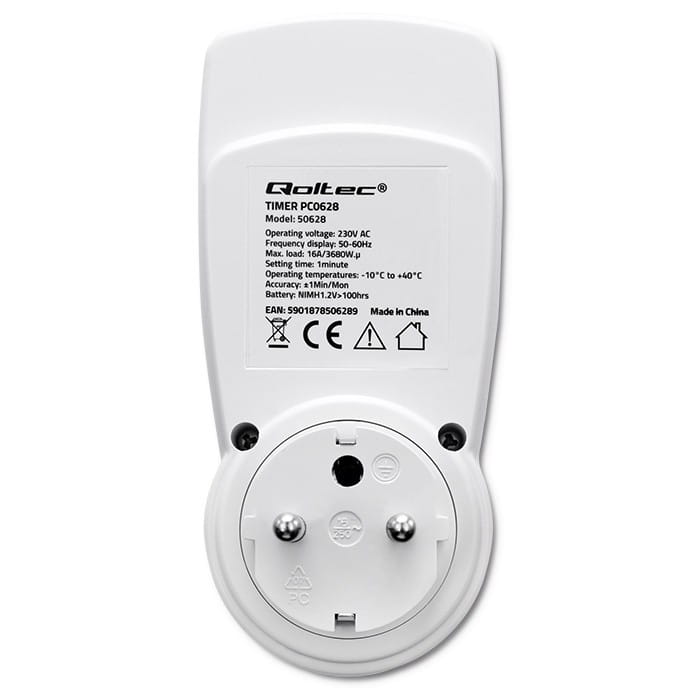Qoltec Elektroniczny programator czasowy PC0628 | 3680W | 16A | LCD