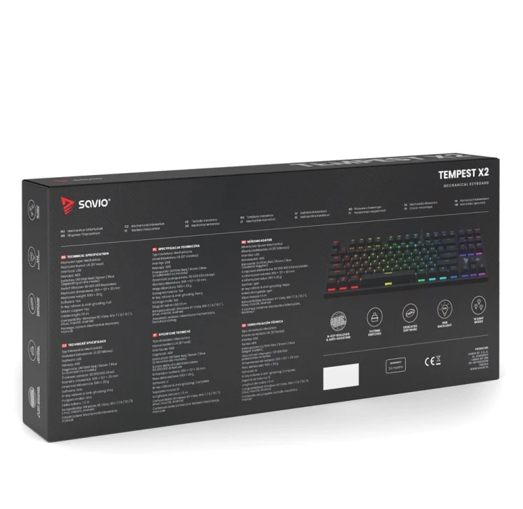 Savio Klawiatura mechaniczna RGB Tempest X2 Outemu Red