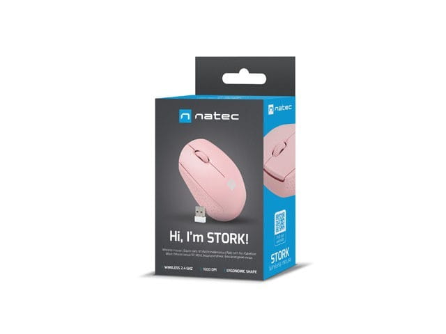 Natec Mysz bezprzewodowa Stork 1600 DPI różowa