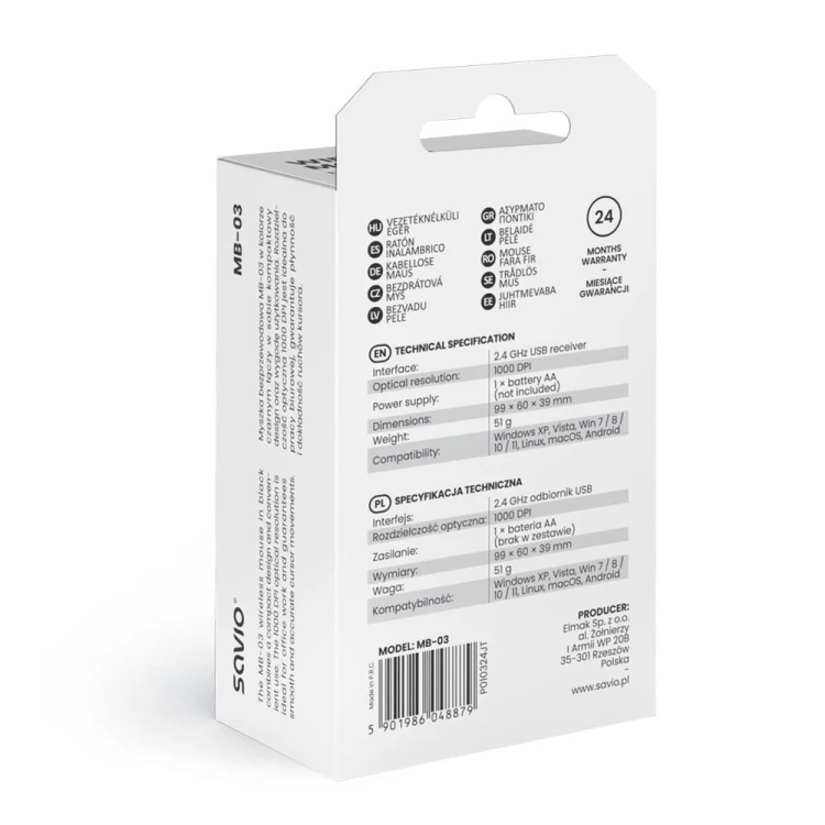 Savio Mysz bezprzewodowa MB-03