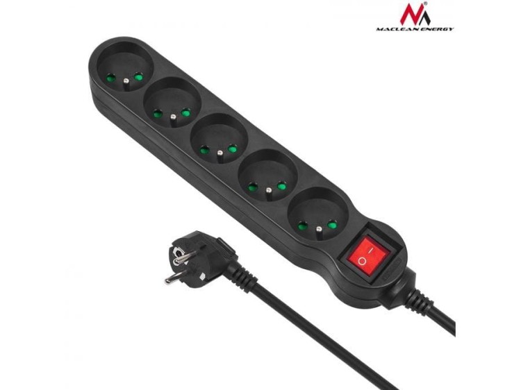 Maclean Listwa zasilająca 5g 3m MCE184 2300W Czarna