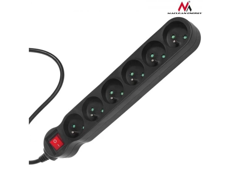 Maclean Listwa zasilająca 6g 3m MCE187 2300W czarna