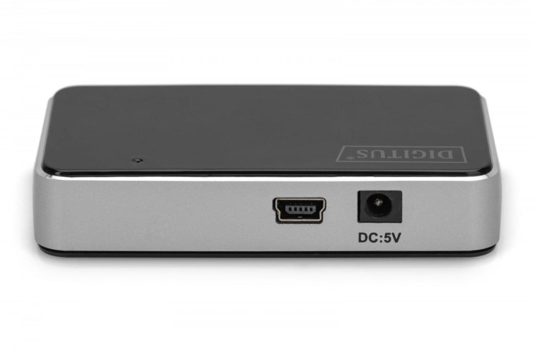 Digitus HUB/Koncentrator 4-portowy USB 2.0 HighSpeed, aktywny, czarno-srebrny