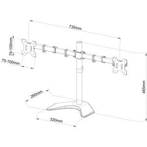 ART Uchyt L-21N do 2 monitorów LED/LCD 13-27 cali
