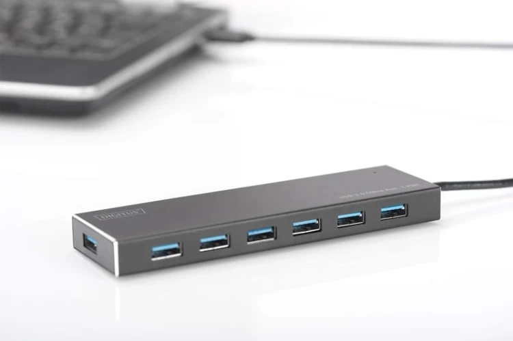 Digitus HUB/Koncentrator 7-portowy USB 3.0 SuperSpeed, aktywny, aluminium