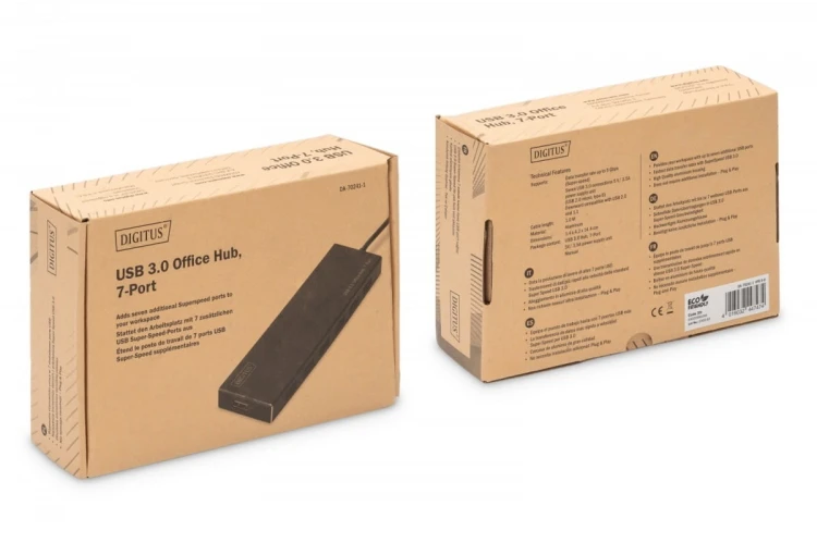 Digitus HUB/Koncentrator 7-portowy USB 3.0 SuperSpeed, aktywny, aluminium