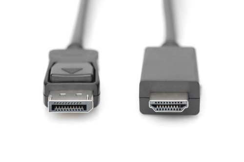 Digitus Kabel adapter DisplayPort 1.2 z zatrzaskiem 4K 60Hz UHD Typ DP/HDMI A M/M czarny 3m