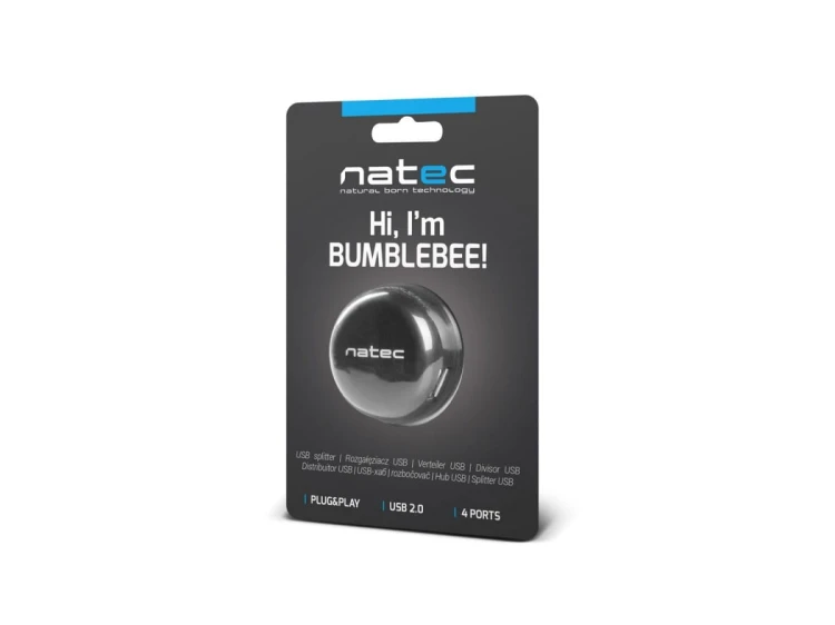 Natec Hub USB 4 porty Bumblebee USB 2.0 czarny
