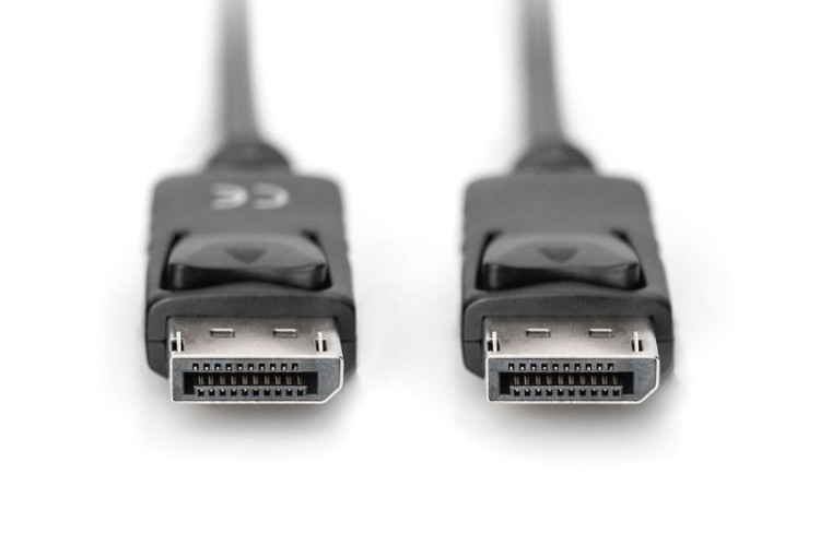 Digitus Kabel połączeniowy DisplayPort z zatrzaskami 1080p 60Hz FHD Typ DP/DP M/M czarny 5m