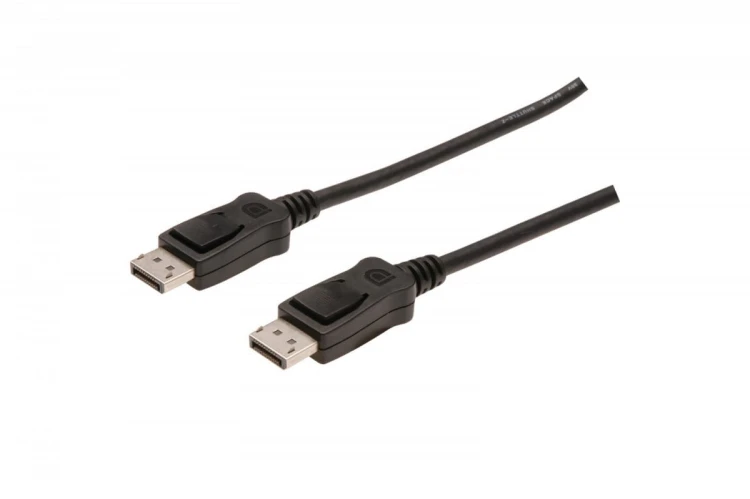 Digitus Kabel połączeniowy DisplayPort z zatrzaskami 1080p 60Hz FHD Typ DP/DP M/M czarny 1m