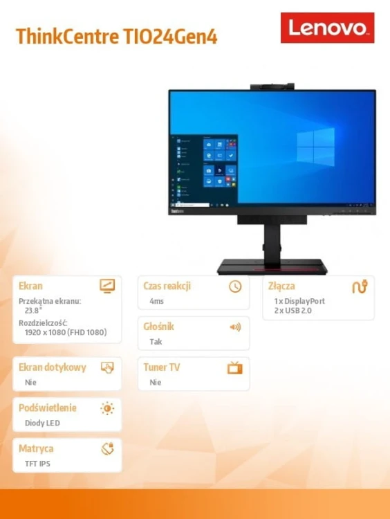 Lenovo Monitor 23.8 ThinkCentre Tiny-in-One 24Gen4 WLED 11GEPAT1EU