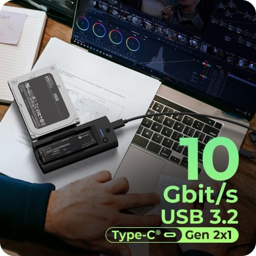 IcyBox Stacja dokująca IB-180MS-C31 SSD Docking 1x 2,5"/3,5" &amp; 1x M.2 PCIe NVMena USB 3.2 Gen 2 10 Gbit/s