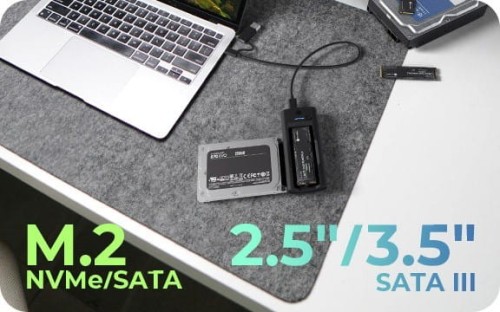 IcyBox Stacja dokująca IB-180MS-C31 SSD Docking 1x 2,5"/3,5" &amp; 1x M.2 PCIe NVMena USB 3.2 Gen 2 10 Gbit/s