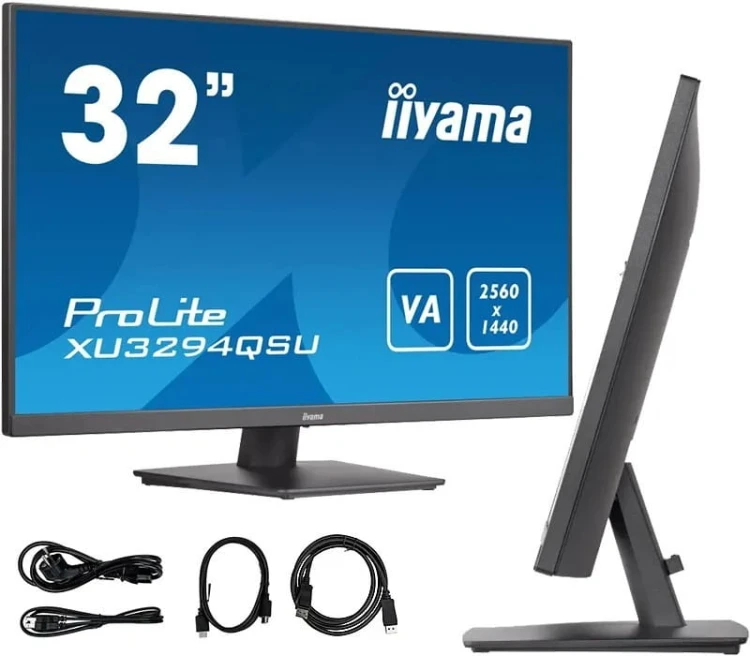 IIYAMA Monitor 31.5 cala XU3294QSU-B1 VA,WQHD,HDMI,DP,USB 3.0,2x2W