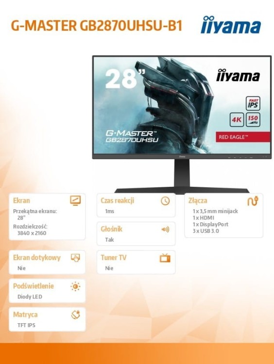 IIYAMA Monitor 28 cali GB2870UHSU-B1 + Gra Dead Island 2 PC