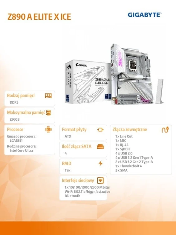 Gigabyte Płyta główna Z890 A ELITE X ICE