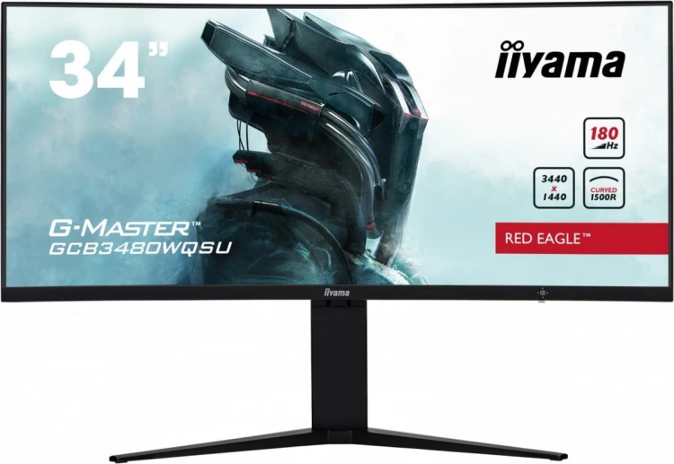IIYAMA Monitor 34 cale GCB3480WQSU-B1 VA,UWQHD,180HZ,0.4ms,1500R(Curved),   2xHDMI,2xDP,2xUSB 3.2,2x3W,HDR400,HAS(110mm),VESA(100x100mm)
