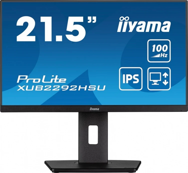 IIYAMA Monitor 21.5 cala XUB2292HSU-B6 IPS,100Hz,FreeSync,PIVOT,0.4ms,HDMI,  DP,4xUSB(3.2),2x2W,HAS(150mm)